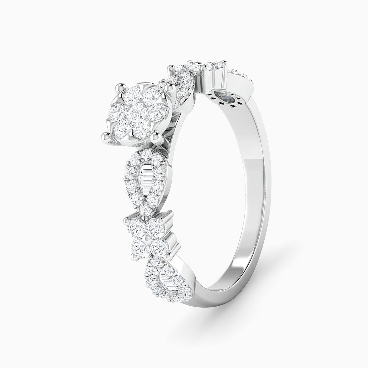 Victoria White Gold Lab Diamond Cluster Twin Engagement Ring