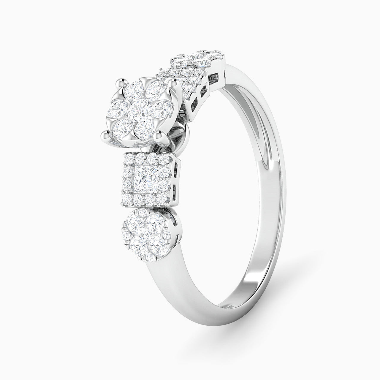 Lilian White Gold Lab Diamond Cluster Twin Engagement Ring