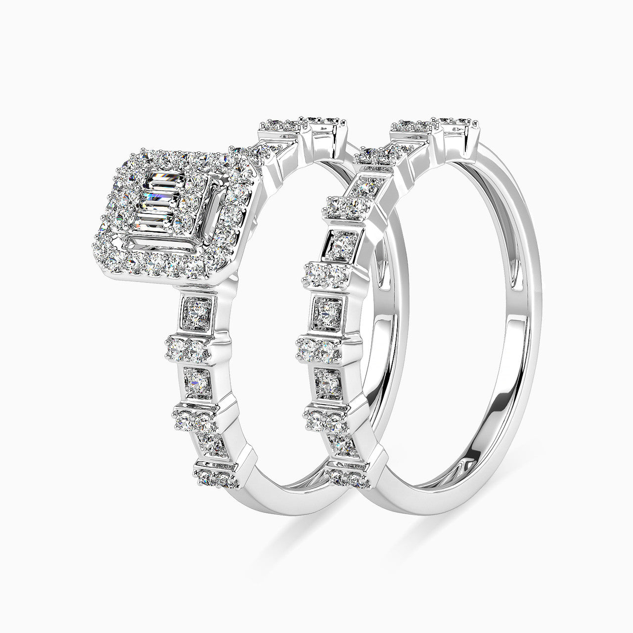 Lily White Gold Lab Diamond Twin Engagement Ring