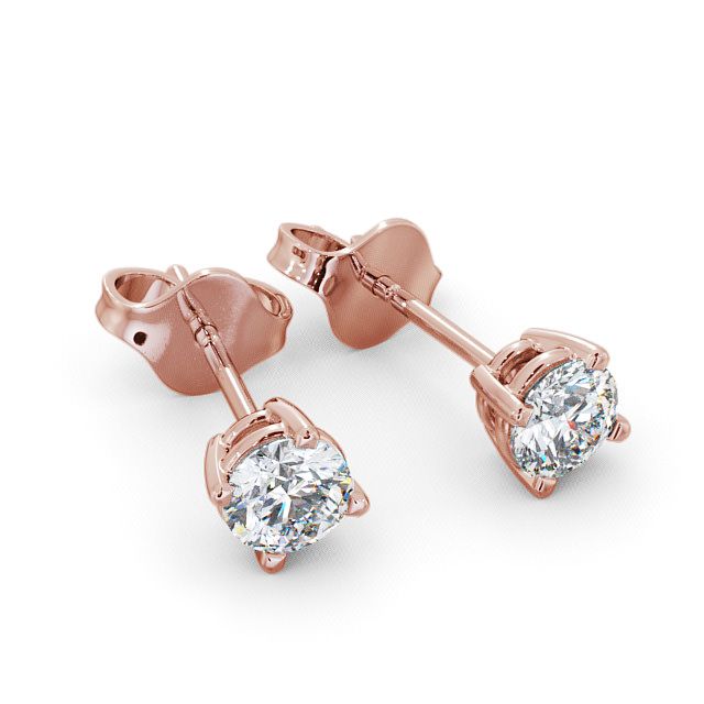 Allison Rose Gold Four Claw Diamond Stud Earrings