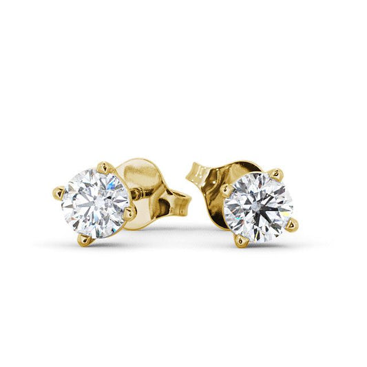 Allison Yellow Gold Four Claw Diamond Stud Earrings