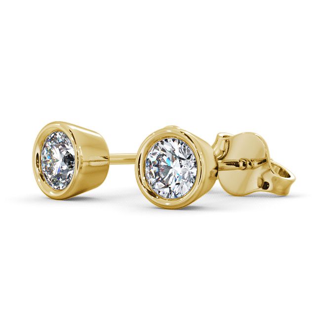 Anna Yellow Gold Lab Diamond Bezel Stud Earrings