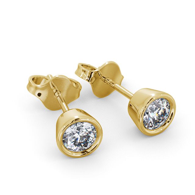 Anna Yellow Gold Lab Diamond Bezel Stud Earrings