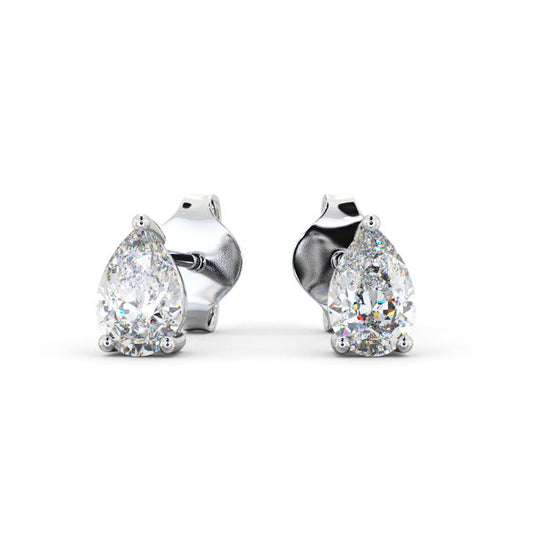 Eva Pear White Gold Lab Diamond Stud Earrings