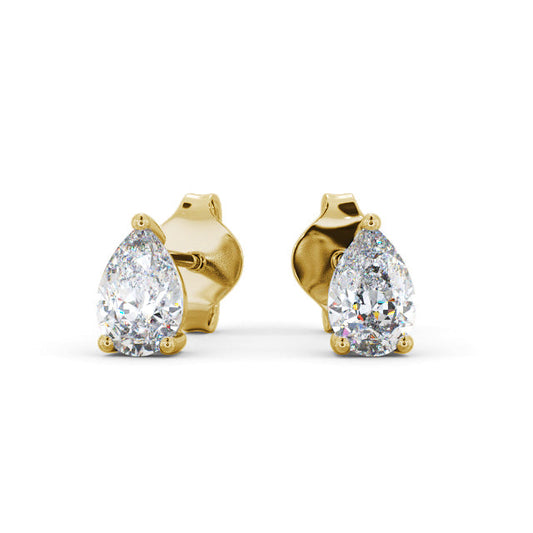 Eva Pear Yellow Gold Lab Diamond Stud Earrings