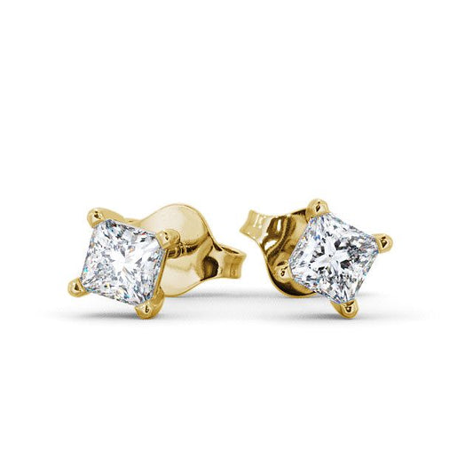 Gabriella Yellow Gold Princess Lab Diamond Stud Earrings