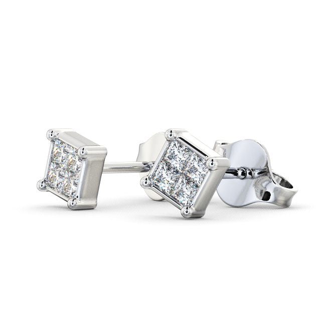 Madeline White Gold Princess Lab Diamond Stud Earrings