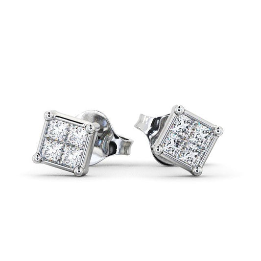 Madeline White Gold Princess Lab Diamond Stud Earrings