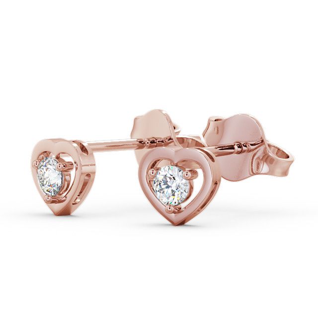 Serenity Rose Gold Heart Shaped Lab Diamond Stud Earrings