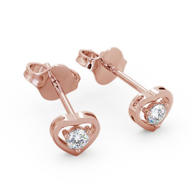 Serenity Rose Gold Heart Shaped Lab Diamond Stud Earrings