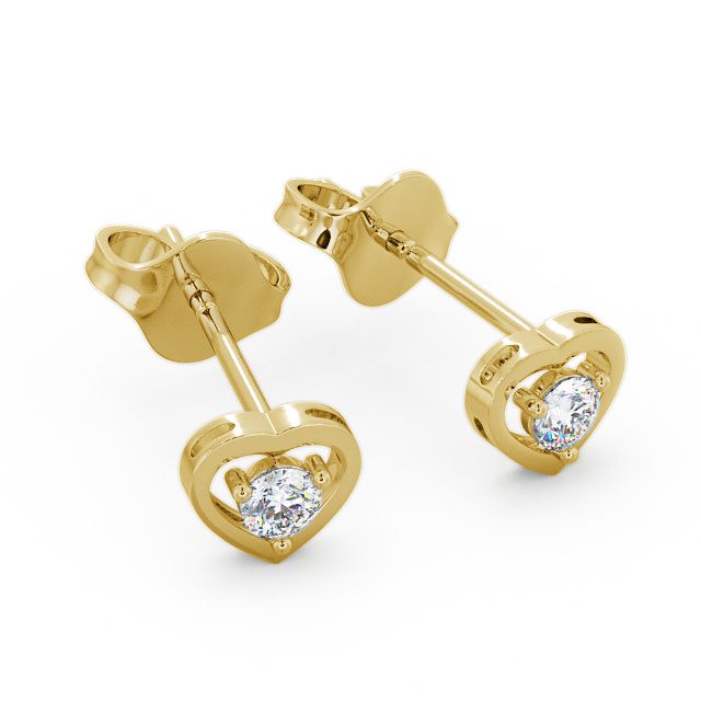 Serenity Yellow Gold Heart Shaped Lab Diamond Stud Earrings