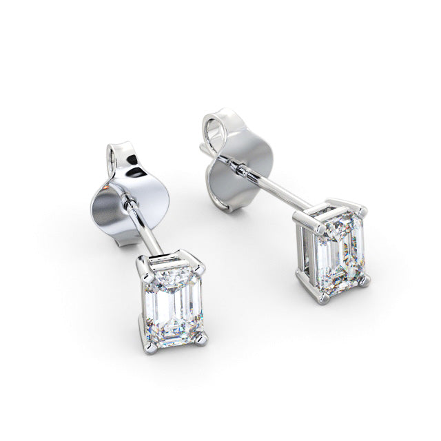 Sarah White Gold Emerald Lab Diamond Stud Earrings