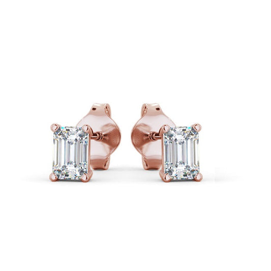 Sarah Rose Gold Emerald Lab Diamond Stud Earrings