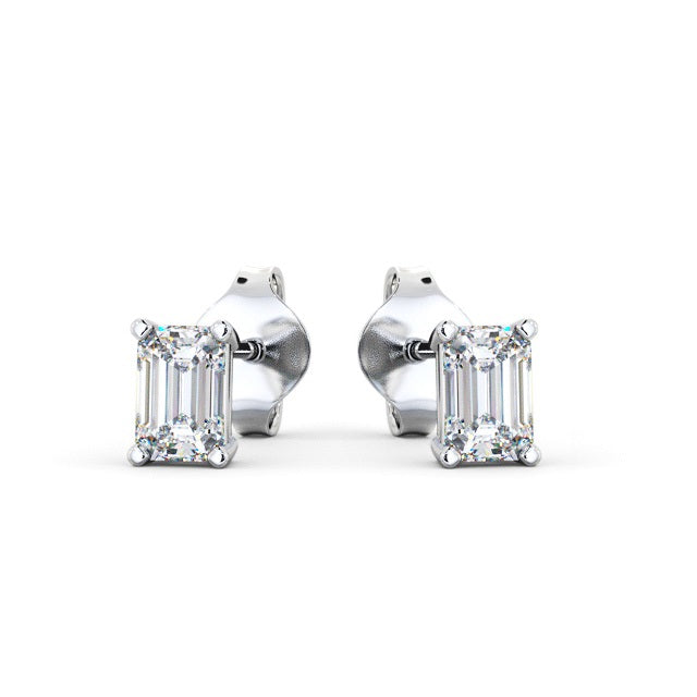 Sarah White Gold Emerald Lab Diamond Stud Earrings