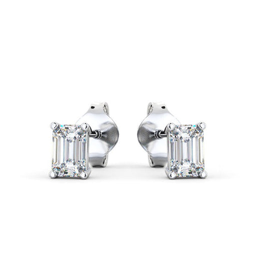 Sarah White Gold Emerald Lab Diamond Stud Earrings