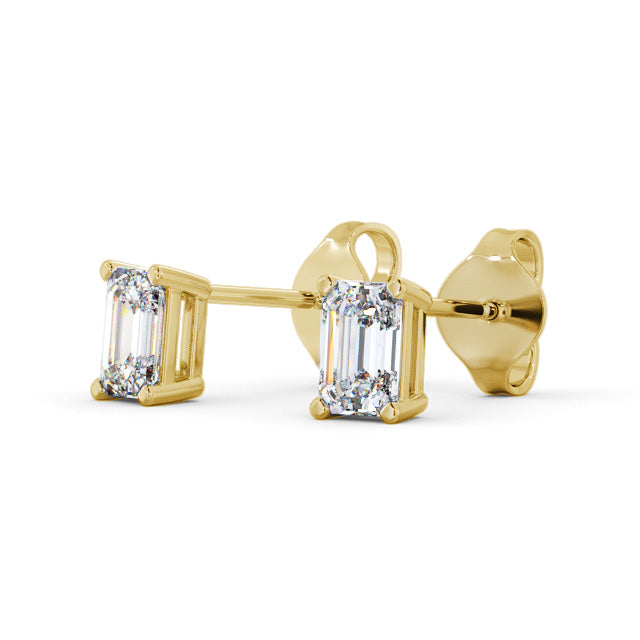 Sarah Yellow Gold Emerald Lab Diamond Stud Earrings