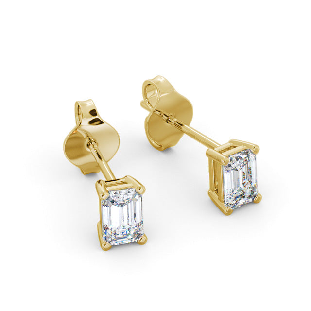 Sarah Yellow Gold Emerald Lab Diamond Stud Earrings