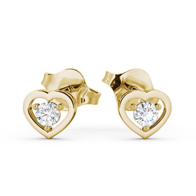 Serenity Yellow Gold Heart Shaped Lab Diamond Stud Earrings