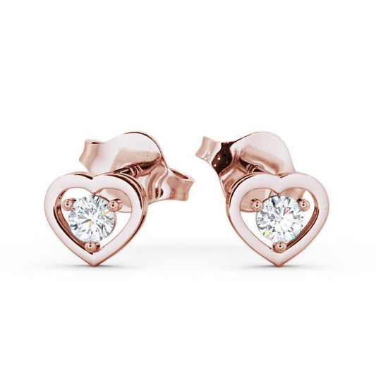 Serenity Rose Gold Heart Shaped Lab Diamond Stud Earrings