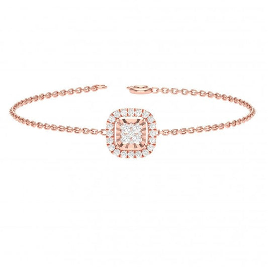 Stacy Rose Gold Cushion Shaped Cluster Lab Diamond Halo Bracelet