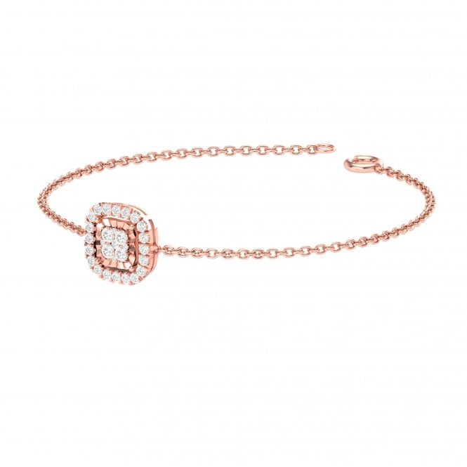 Stacy Rose Gold Cushion Shaped Cluster Lab Diamond Halo Bracelet