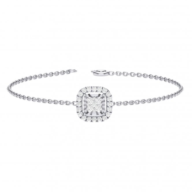 Stacy White Gold Cushion Shaped Cluster Lab Diamond Halo Bracelet