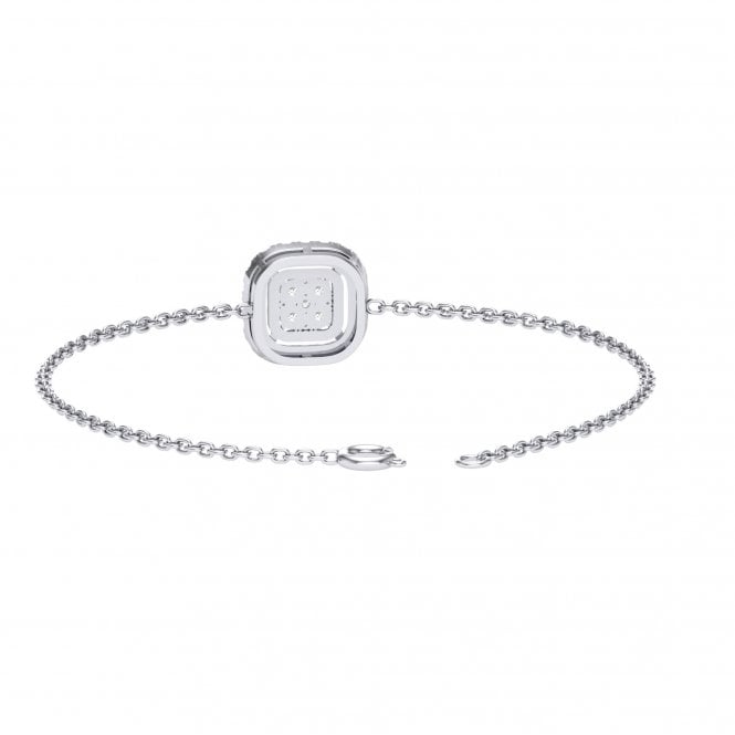 Stacy White Gold Cushion Shaped Cluster Lab Diamond Halo Bracelet