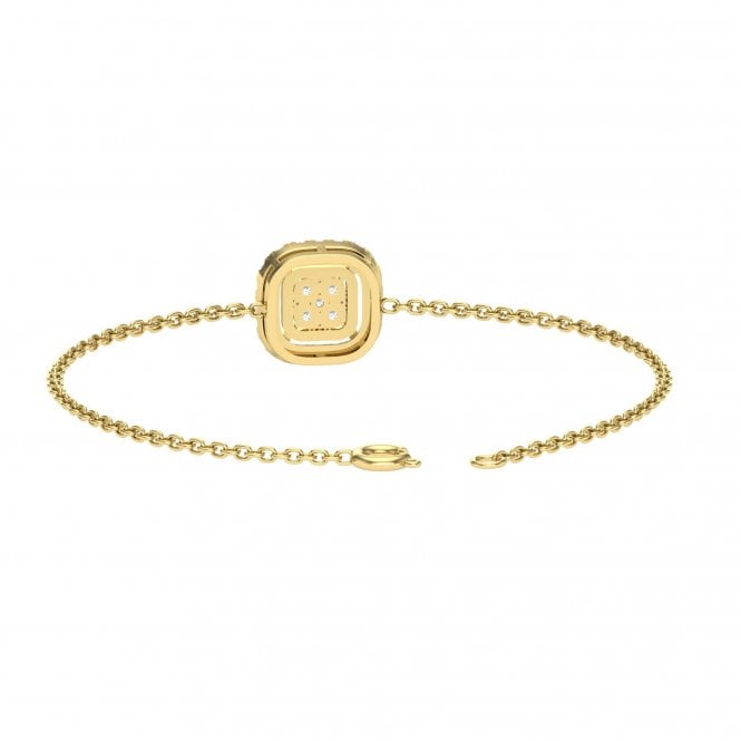 Stacy Yellow Gold Cushion Shaped Cluster Lab Diamond Halo Bracelet