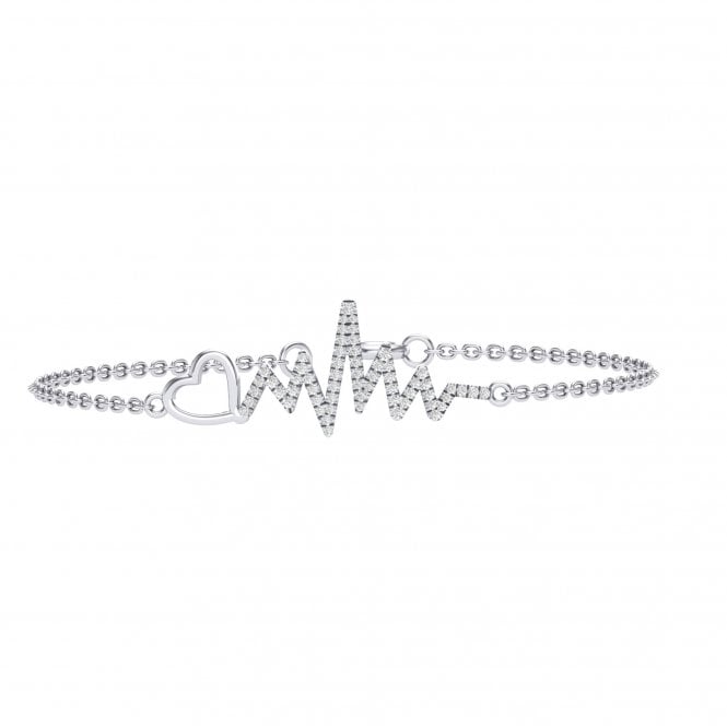 Tess White Gold Heartbeat Shaped Lab Diamond Bracelet