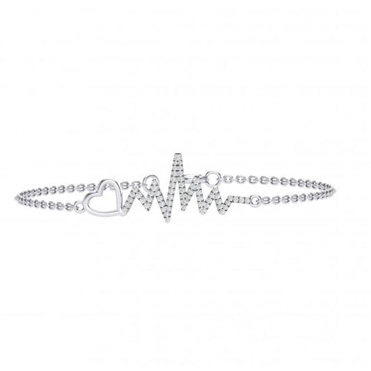 Tess White Gold Heartbeat Shaped Lab Diamond Bracelet