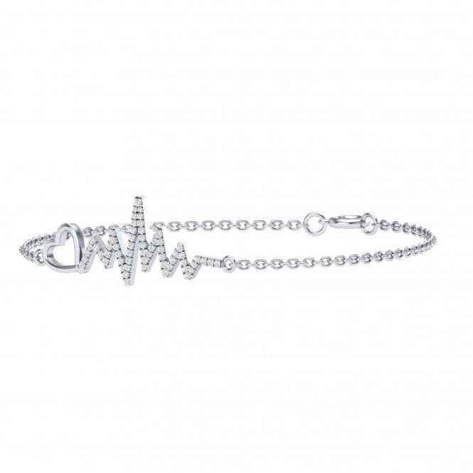 Tess White Gold Heartbeat Shaped Lab Diamond Bracelet