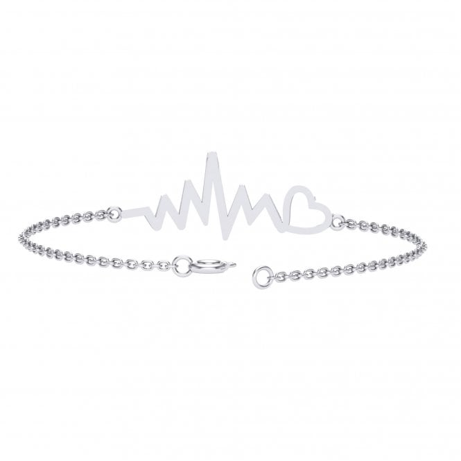 Tess White Gold Heartbeat Shaped Lab Diamond Bracelet