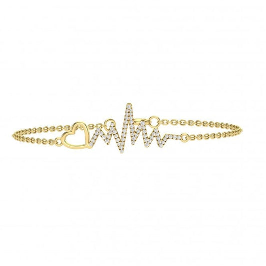 Tess Yellow Gold Heartbeat Shaped Lab Diamond Bracelet