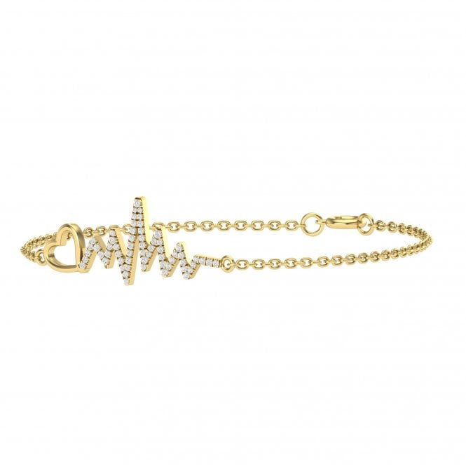 Tess Yellow Gold Heartbeat Shaped Lab Diamond Bracelet