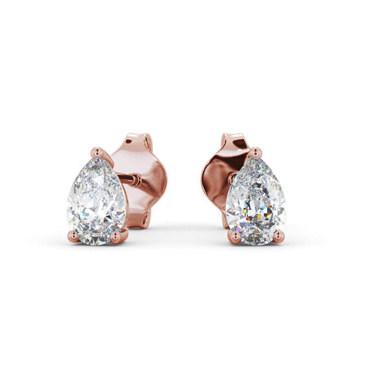 Eva Pear Rose Gold Lab Diamond Stud Earrings