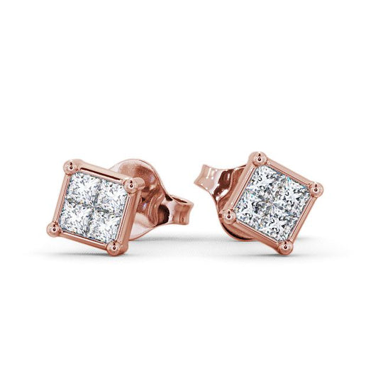 Madeline Rose Gold Princess Lab Diamond Stud Earrings