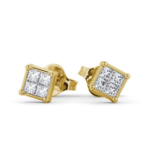 Madeline Yellow Gold Princess Lab Diamond Stud Earrings