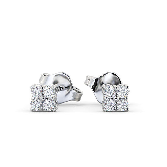 Rylee White Gold Cluster Round Lab Diamond Earrings