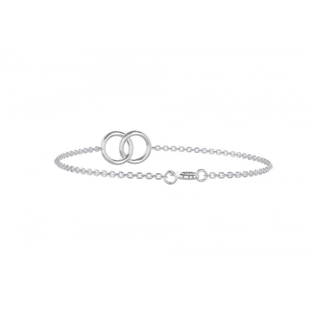 Star White Gold Interlocking Double Circle Lab Diamond Bracelet