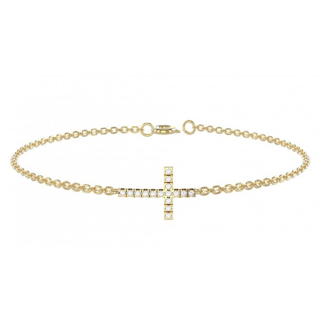 Vale Yellow Gold Cross Lab Diamond Bracelet