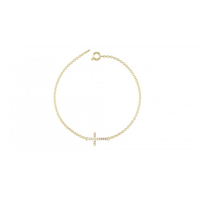 Vale Yellow Gold Cross Lab Diamond Bracelet